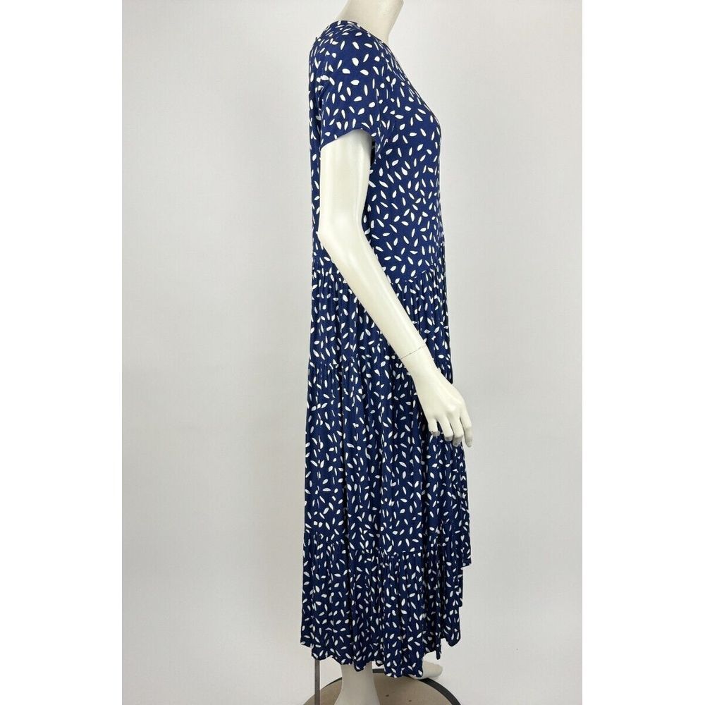 Mister Zimi Short Sleeve Maxi Dress Women 4 EUC Scoop‎ Neck Blue Lightweight - Picture 5 of 16